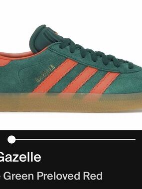 adidas Gazelle Green Suede Sneakers with Red Stripes